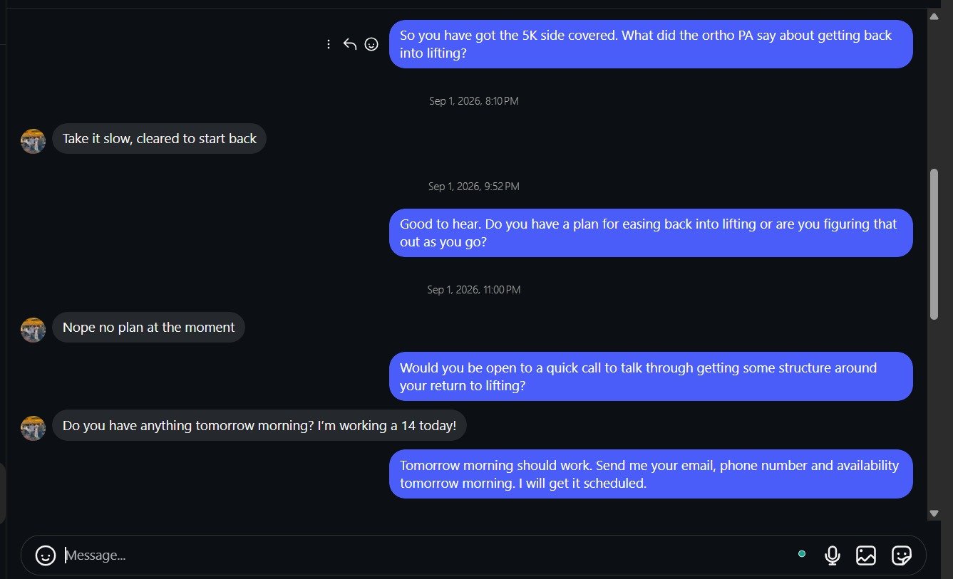 Instagram DM outreach conversation