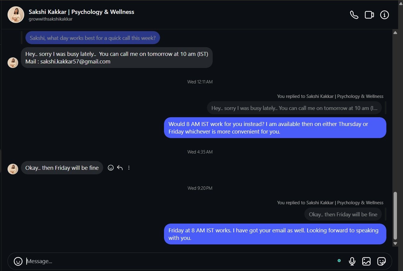 Instagram DM outreach conversation